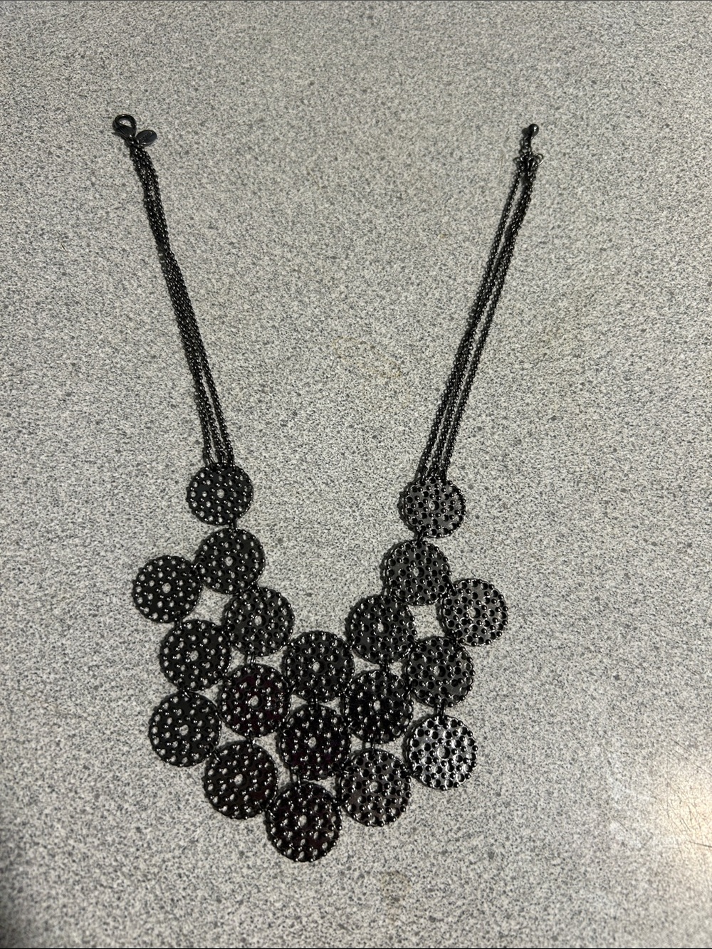 Express Black Layered Disc Bib Necklace